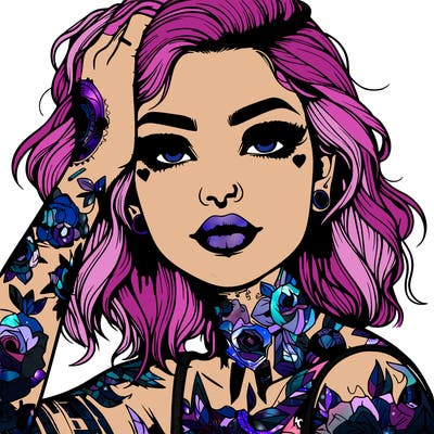 realistic girl with tattoos all over