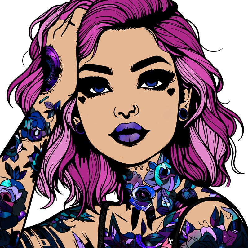 realistic girl with tattoos all over