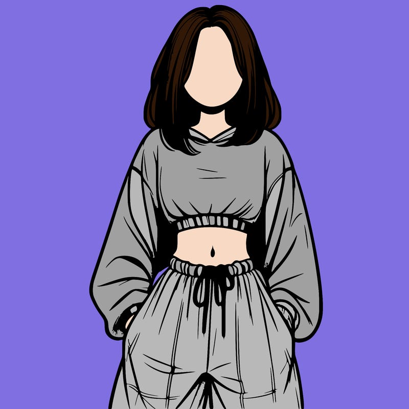 realistic girl faceless with baggy pants and a crop top