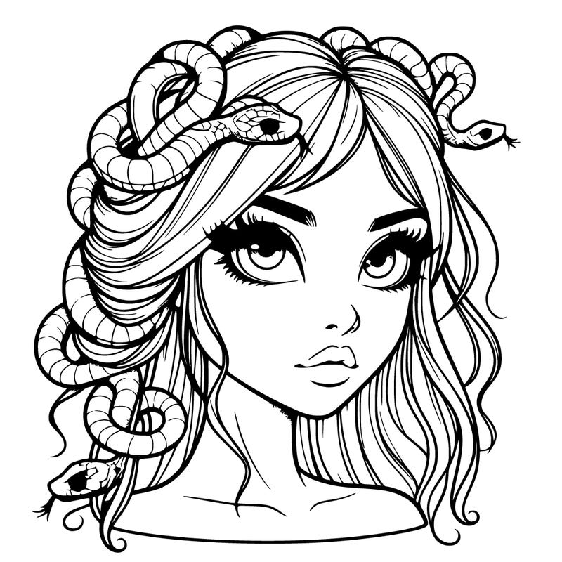 realistic girl with snakes in hair