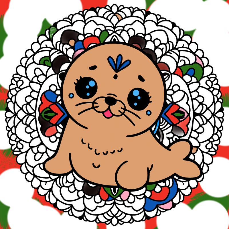 a cute baby seal mandala