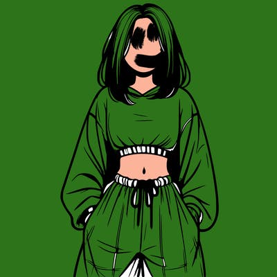 realistic girl faceless with baggy pants and a crop top