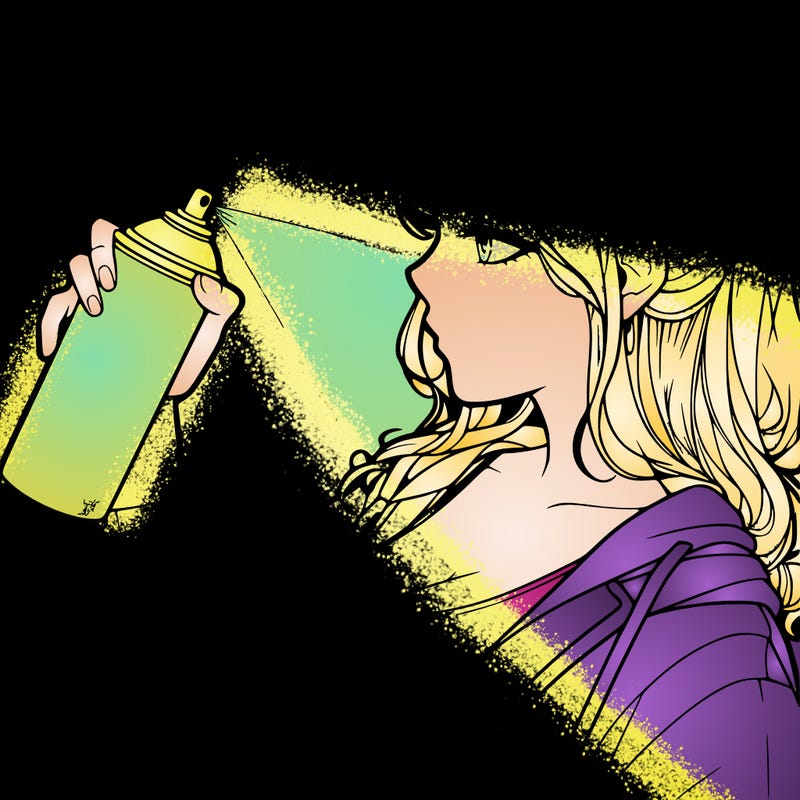 a realistic girl spray, painting