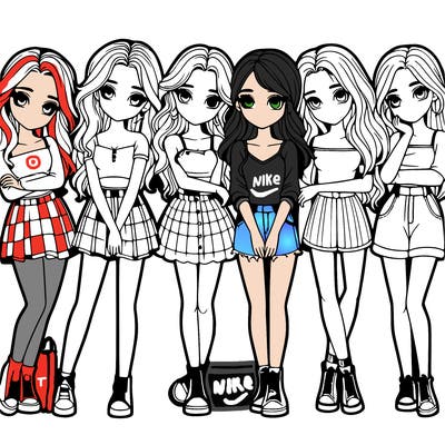 a group of girls realistic