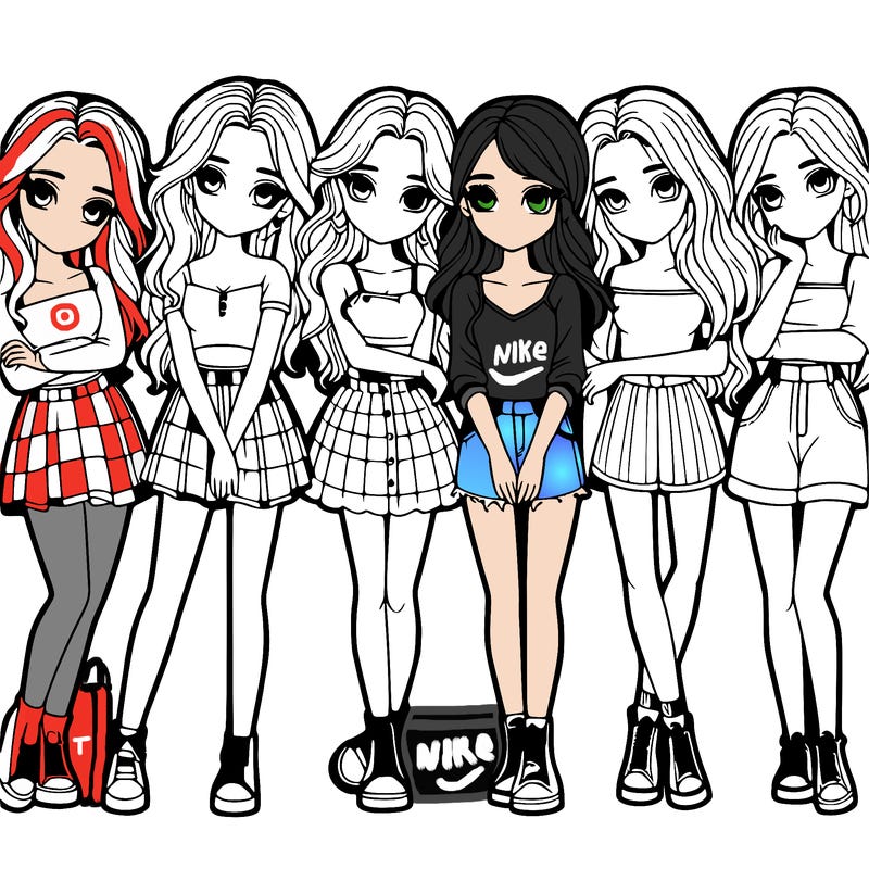 a group of girls realistic