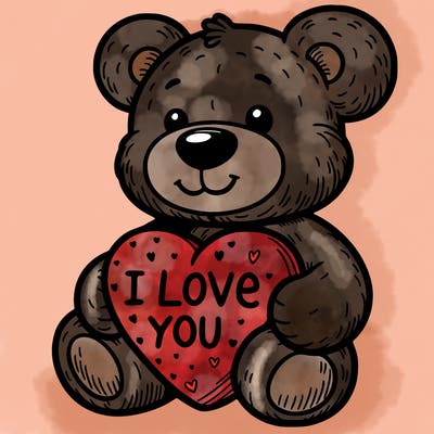 teddy bear holding an i love you heart