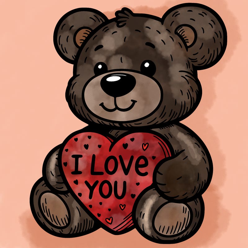 teddy bear holding an i love you heart