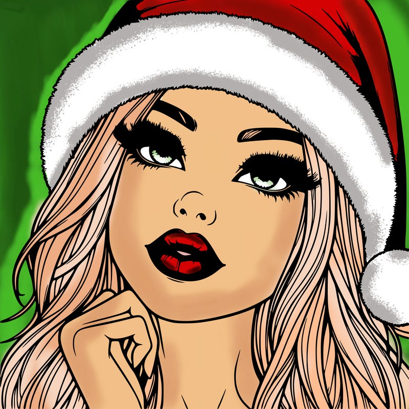 realistic christmas girl with lips