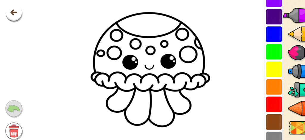 Magic Ladybug : Coloring Book - Digital coloring page of a cute jellyfish with colorful drawing tools for kids