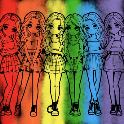 a group of girls realistic