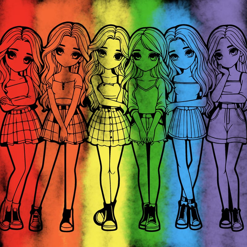 a group of girls realistic