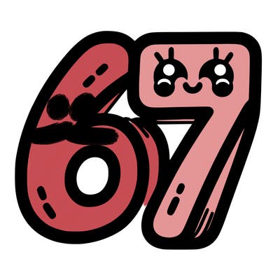 the numbers 67