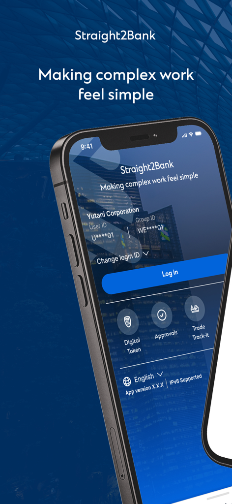Straight2Bank - Login screen of the Straight2Bank mobile app for corporate finance management