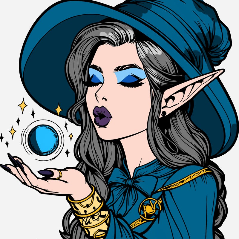 realistic elf casting a spell with lips