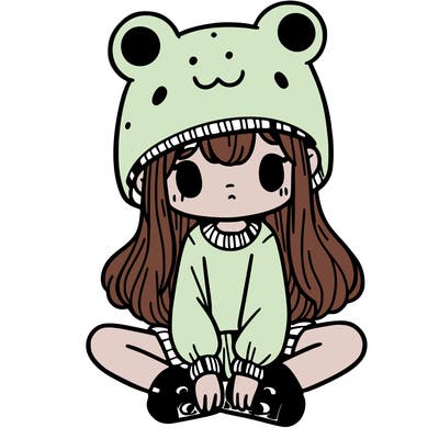 a girl wearing a frog hat and some frog socks