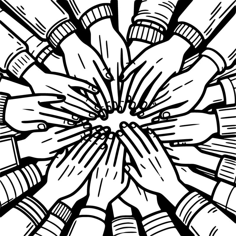 many hands meeting in the middle