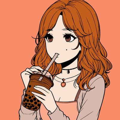 realistic girl drinking boba tea