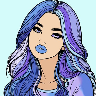 realistic girl with hair on her hair and lips