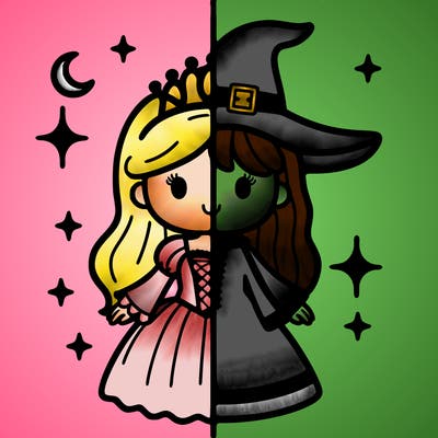 split princess and witch