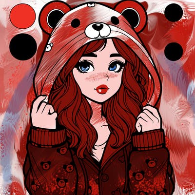 realistic girl in a animal pjs hoodie