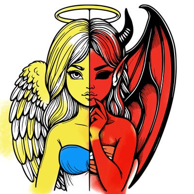 realistic angel half demon