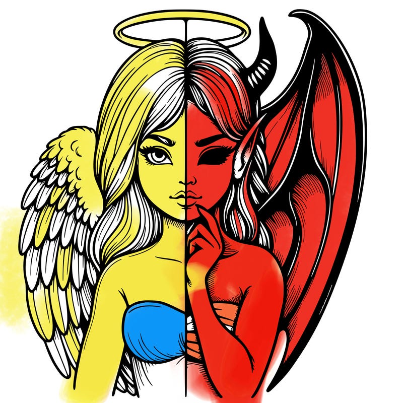 realistic angel half demon