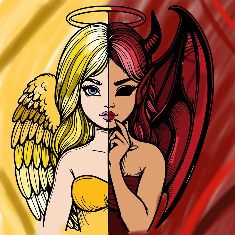 realistic angel half demon