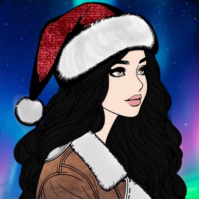 realistic girl in santa hat