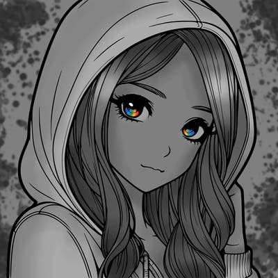 realistic adult girl with hoodie on