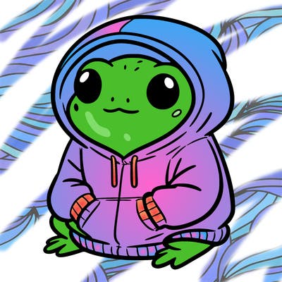frog in a frog hoodie