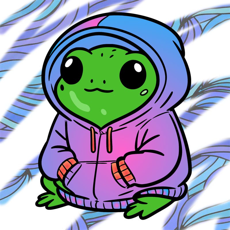 frog in a frog hoodie