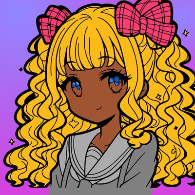 anime girl with curly hair