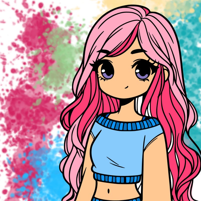 girl with long hair and a crop top with a sweater