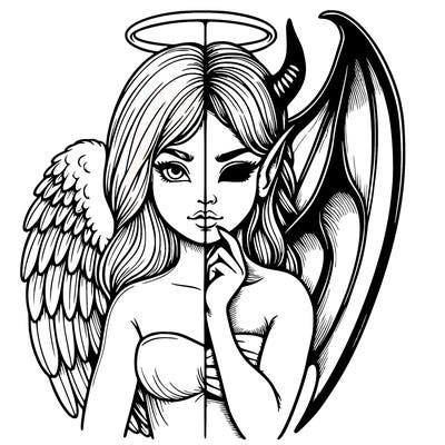 realistic angel half demon