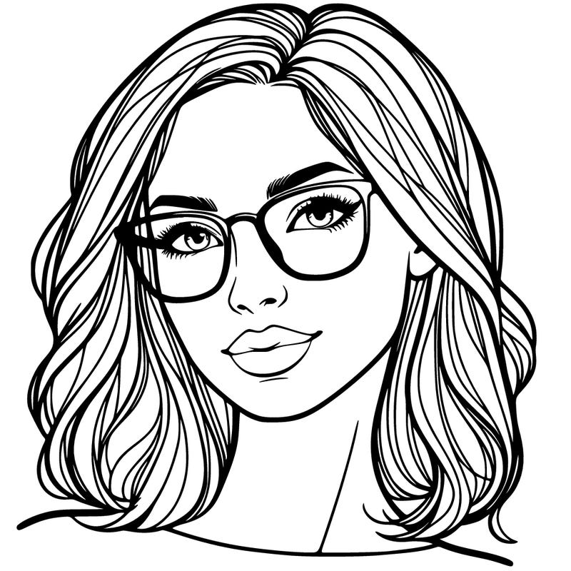 realistic woman with glasses