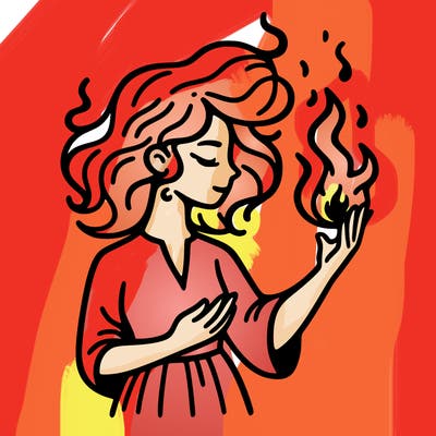woman with fire
