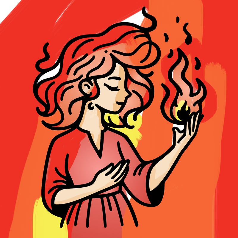 woman with fire
