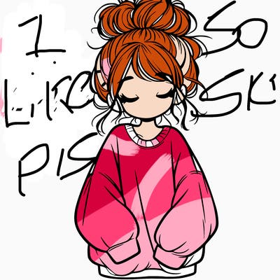 girl with baggy sweatshirt and messy bun