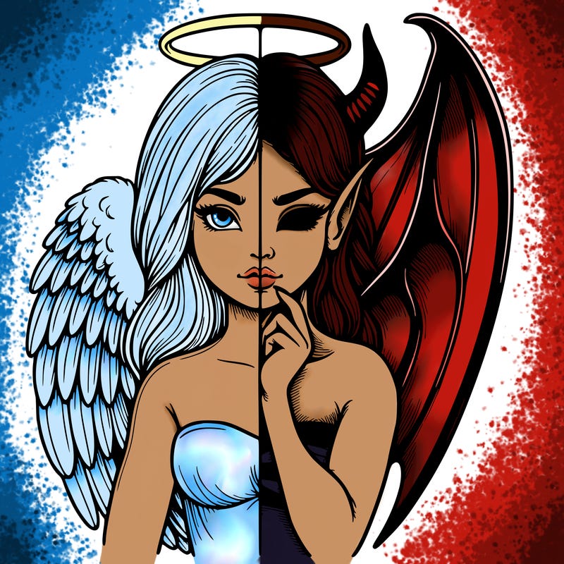 realistic angel half demon