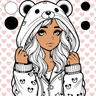 realistic girl in a animal pjs hoodie