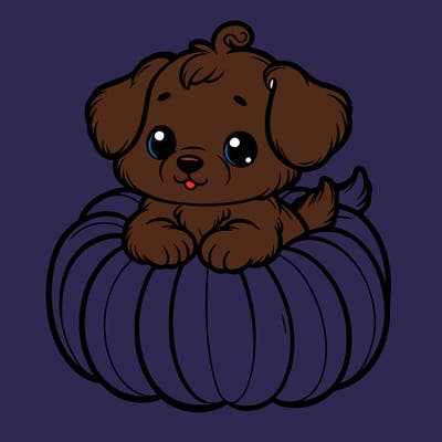 cute little puppy in a pumpkin