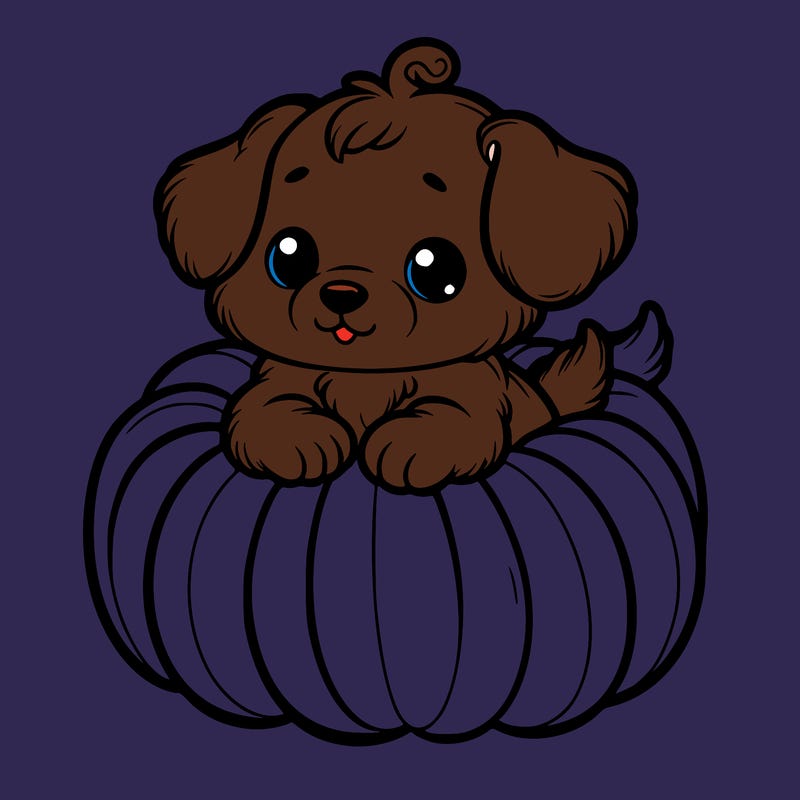 cute little puppy in a pumpkin
