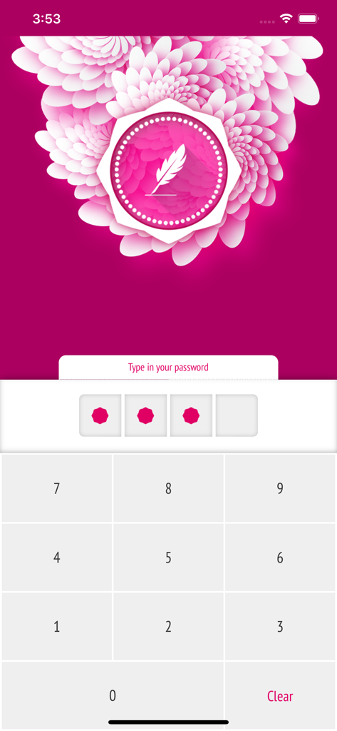 Secret Diary With Passcode - Secret Diary app passcode entry screen with pink floral background and numeric keypad