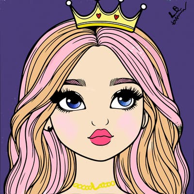 a realistic girl with a crown on