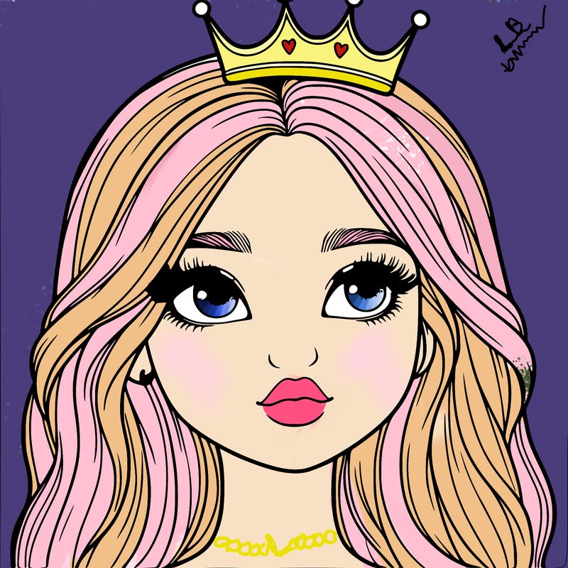 a realistic girl with a crown on