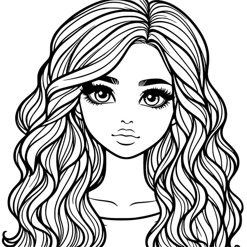 realistic girl wavy hair