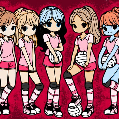 a group of girl volleyball players