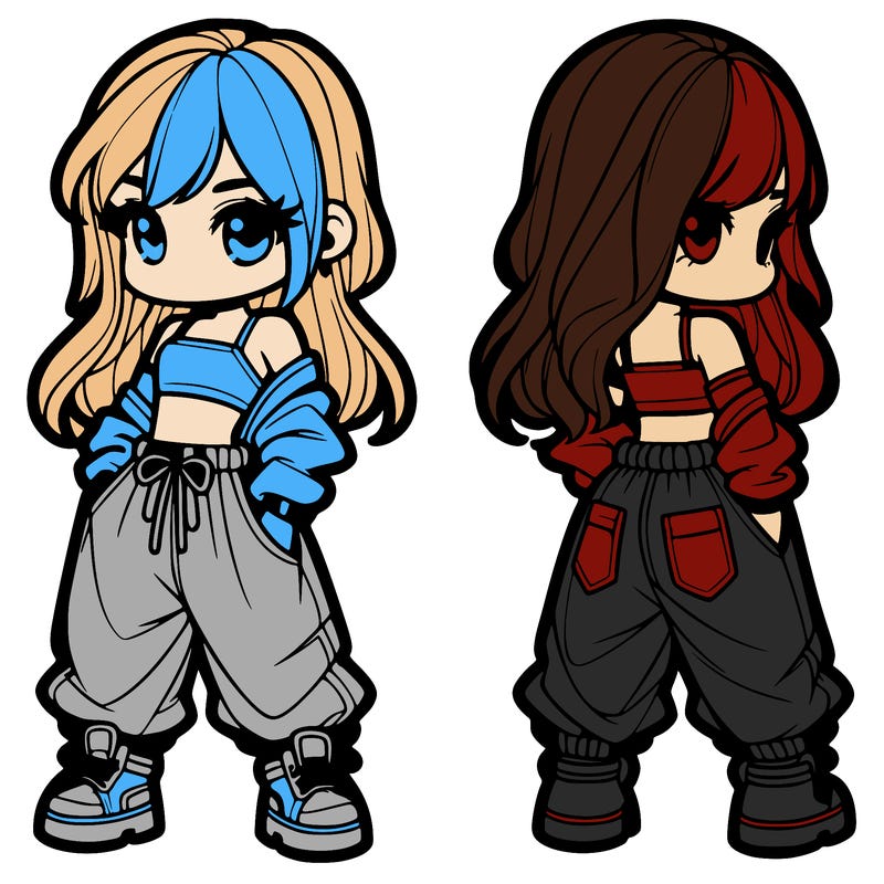 girl in crop top and baggy pants