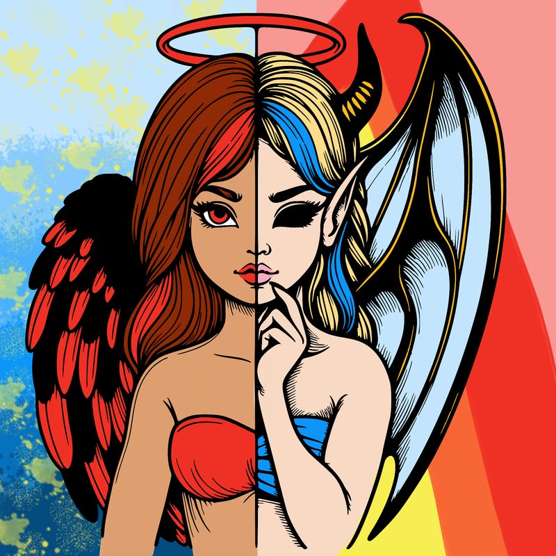 realistic angel half demon