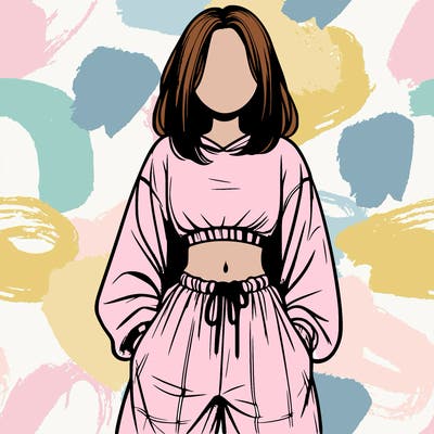 realistic girl faceless with baggy pants and a crop top